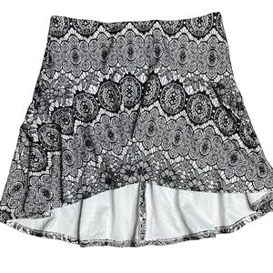 Torrid black and white lace high low mini skirt 0